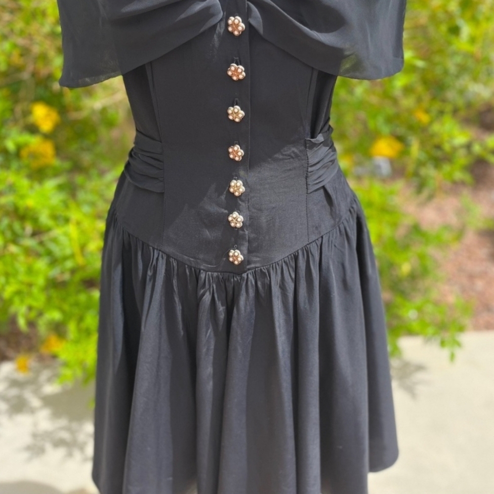 Black Vintage 80s Anna dress - Picture 4 of 6